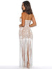 Image of IamtheOne White Lace Fringe Gala Dress
