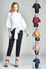Image of Ruffle Bell Sleeve Bow Blouse
