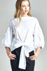 Image of Ruffle Bell Sleeve Bow Blouse