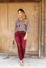 Image of Plus Size Burgundy Lace Knee Jeans