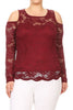 Image of Burgundy Sheer Lace Top