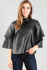 Image of Faux Layered Sleeve Leather Top