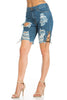 Image of Bermuda Frayed Distressed Jean Shorts