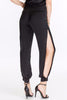 Image of Black Satin Slit Pants