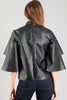 Image of Faux Layered Sleeve Leather Top