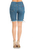 Image of Bermuda Frayed Distressed Jean Shorts